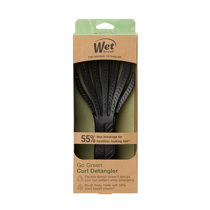 Wet Brush Go Green Curl Detangler Hair Brush, Black, Ultra-Soft IntelliFlex Detangling Bristles Glide Through Tangles with Ease, Great For Curls, No Split Ends & Pain-Free for Wet or Dry Hair