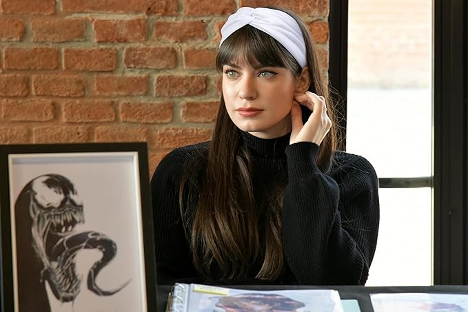 Tobeffect Turban Headbands for Women 8 Pack Non Slip Headband Boho Twisted Wide Head Band Womens Cloth Fabric Hair Wraps Accessories Black White Headbands