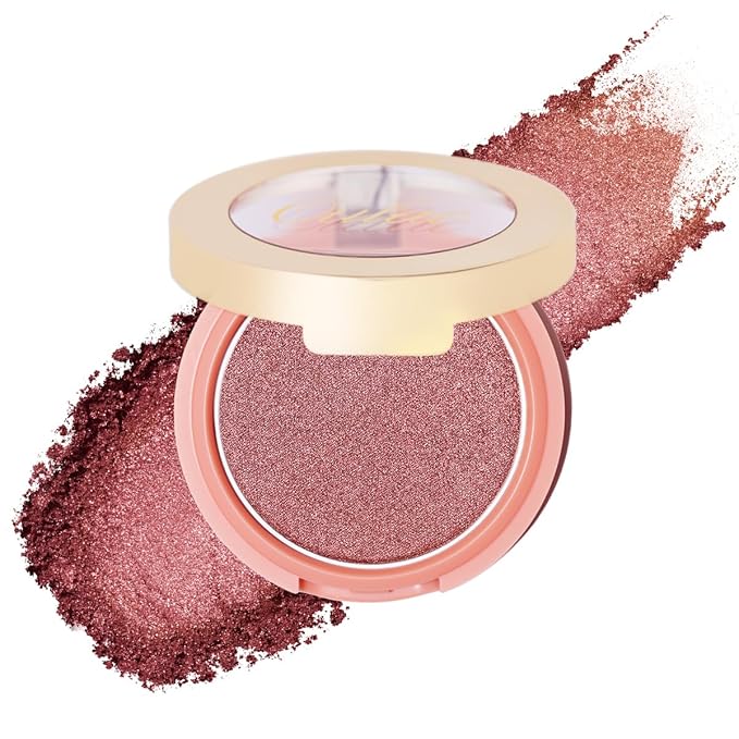 Oulac Shimmer Blush Cheek| 2 in 1 Powdery Blush & Highlighter | Pigmented&Blendable | Shape & Highlight Face| Vegan & Cruelty-Free | 4.8g F01 Love Attraction