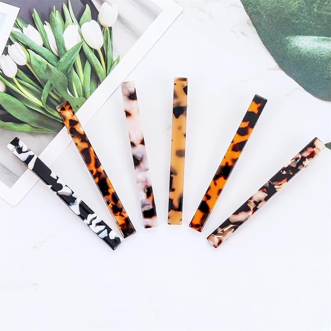 Cobahom Tortoise Shell Leopard Duckbill Barrettes and Acrylic Hair Clips for Women - 12 Pcs for Styling Thin and Thick Hair