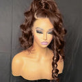 5x5 SKINLIKE HD Lace Closure Wigs Human Hair, Chocolate Brown Lace Front Wig With Baby Hair,Loose Wave Pre-Plucked Bleached Knots 250% Density Real HD Lace Closure Wigs 22Inch