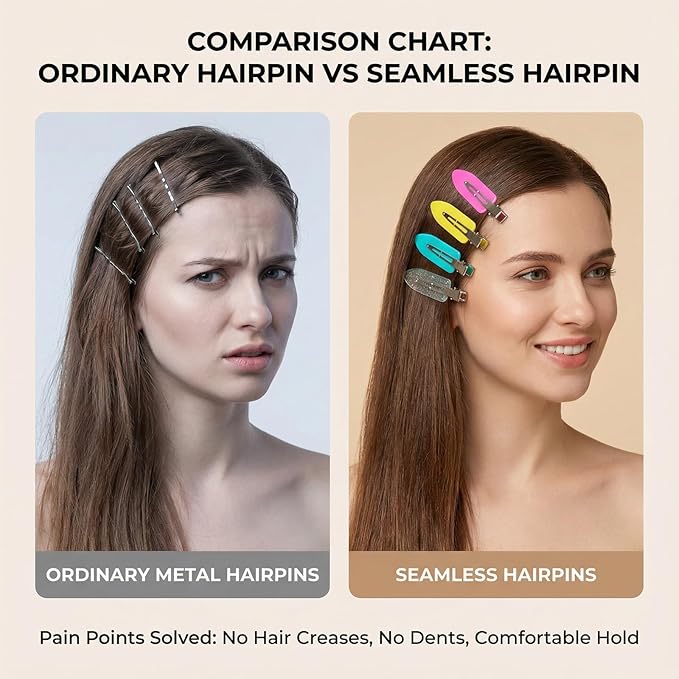 No Crease Hair Clips Makeup Pin Curl Clip Bulk 40Pcs Multicolor No Bend Dent Bang Creaseless Hair Clips for Makeup Application Bangs Hairpin Setting Pins Clip for Women Styling (Translucent Clear)