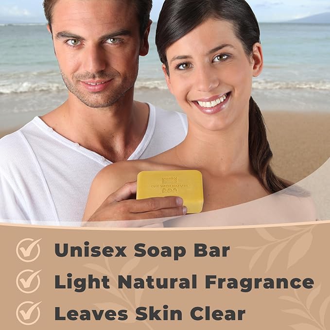 One With Nature Dead Sea Salt Lemon Sage Soap 4oz 3-Pack – Purifying and Exfoliating Soap Bar with Dead Sea Minerals for Face & Body, for Men & Women