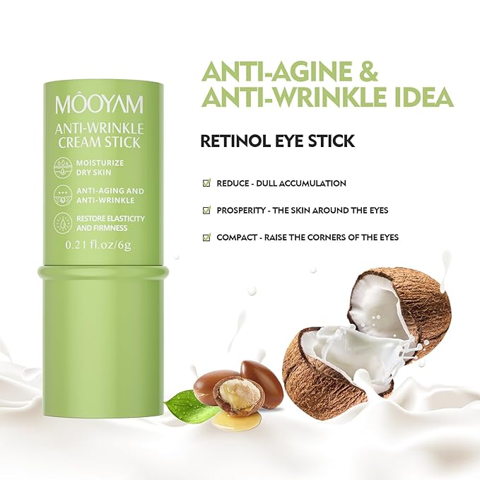 Retinol Eye Stick Anti Aging Eye Cream For Dark Circles and Puffiness, Fade Fine Lines and Firm Skin, Under Eye Balm Glow, Brightening Stick for Daily Anti-wrinkle Cream