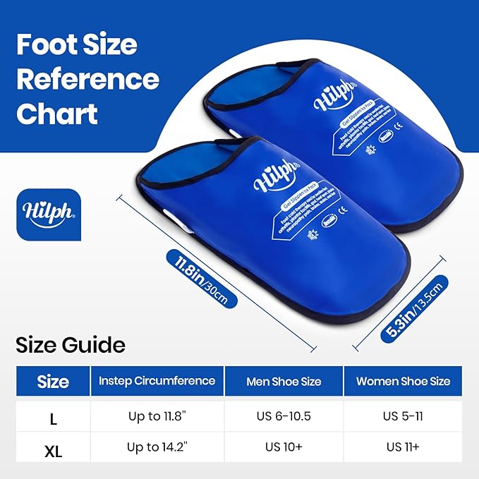 Hilph XL Foot Ice Pack Slippers for Foot Surgery, 2 Packs Extra Large Hot Cold Packs Gel Ice Slippers for Big Feet, Sever Swelling, Bunion Surgery, Plantar Fasciitis, Neuropathy, Gout
