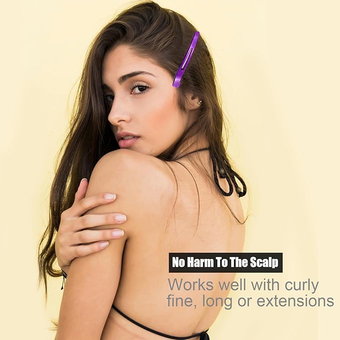 10 pcs Professional Hair Clips for Styling Sectioning - Sectioning Hair Clips for Styling, No-Crease Silicone Band& Anti-Slip Grip, Hair Cutting Clips for Blowouts, Curling, Coloring（Purple）