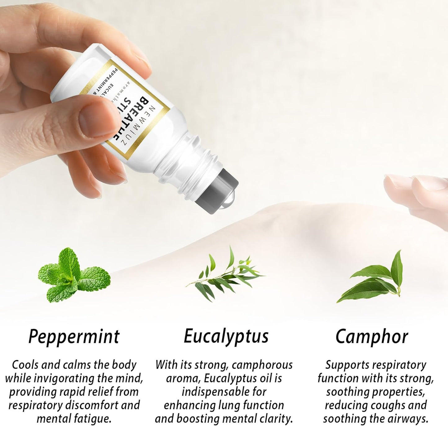 Breathe Easy Roll on Stick Peppermint Eucalyptus Essential Oil Blend Stress Sinus Natural Relief Gifts for Women Men Perfect Stocking Stuffers