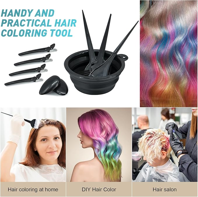 10 Pc Hair Bleach Kit - Hair Coloring Products With Dye Brush, Color Bowl, Earmuffs, Clip for Salon Bleaching & Highlighting