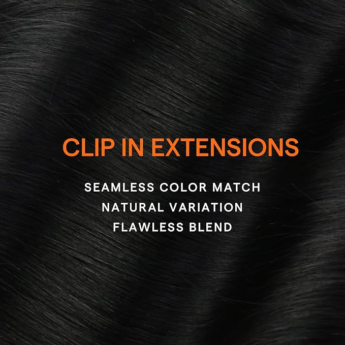 Full Shine Human Hair Clip in Extensions Black Clip in Hair Extensions Jet Black Brazilian Hair Triple Weft Straight Real Hair Extensions for Women 20 Inch 7 Pcs 120 G