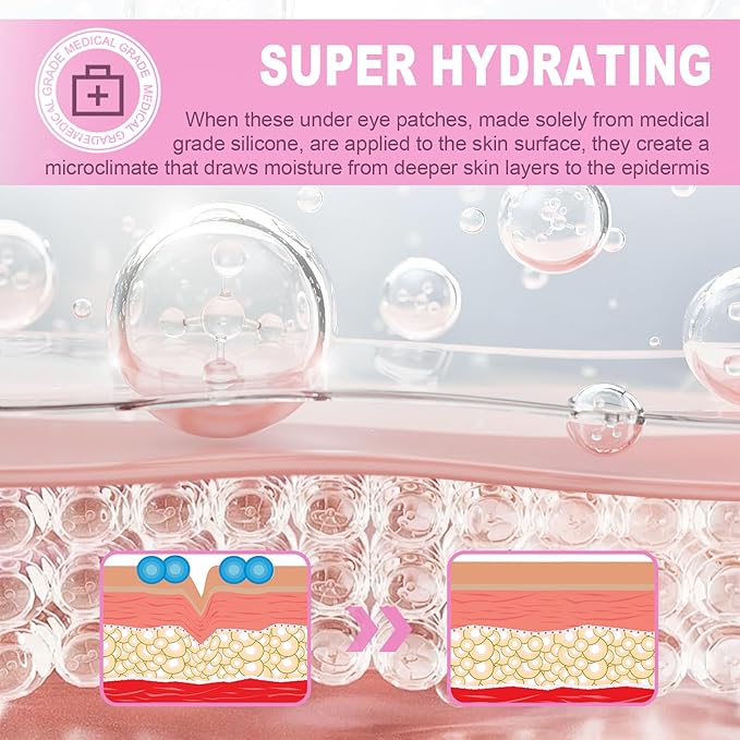 Under Eye Patches 6 PCS Silicone Reusable Eye Patches for Wrinkle, Puffiness Eyes, Dark Circles - Overnight Skin Facial Moisturizing Treatment for All Skin - Hypoallergenic Smile Line Pads