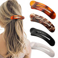 4 PCS Flat Claw Clips, Large Lay Flat Hair Clips for Women Girls, Strong Hold Non-slip Hair Claws for Thick Thin Hair (Tortoise)