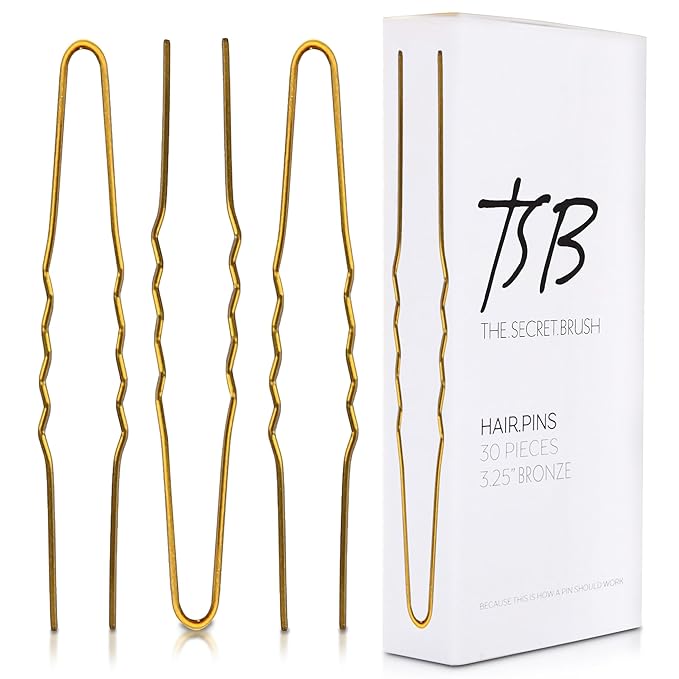 TSB Fura No.1 Professional Bronze Jumbo Hair Pins Set of 30-3.25 inches, 3x Retention, Vintage Style - Ideal for Weddings & Fashion Events - Comfortable, Non-Slip & Strong Hold