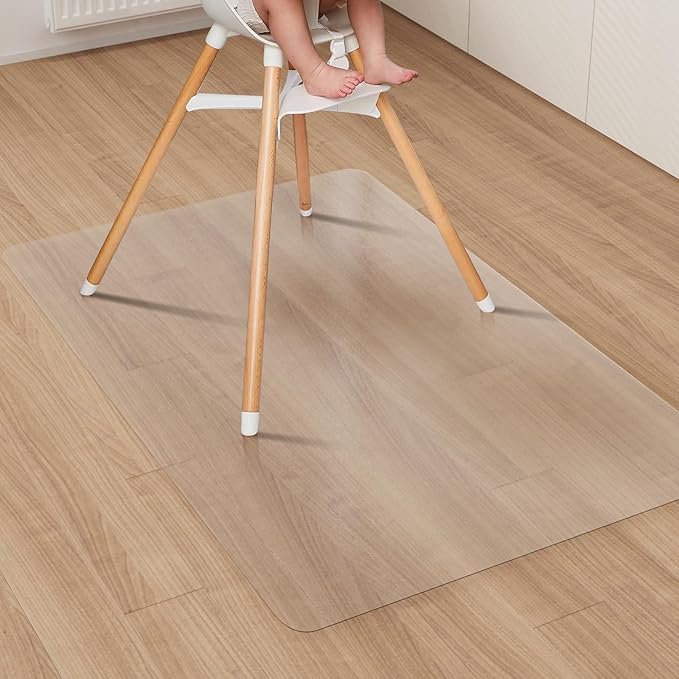 Clear Plastic Area Mat for Under Dining Table, 4'×6' Large No Slip Waterproof Vinyl Area Rug for Home, Anti-Spill Hard Floor Protector Cover, Splat Mat for Under High Chair, Easy Clean Floor Mat