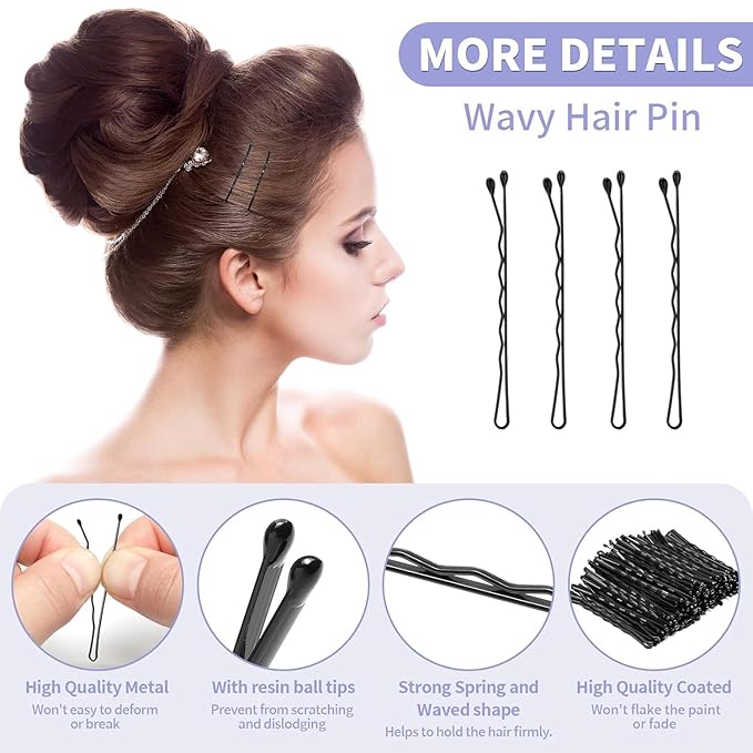 Hair Clips Set | 8 Matte Non-Slip Claw Clips (4.3"/3.5") + 60Pcs 2" Black Bobby Pins | All-in-One Set for Thick/Thin Hair | Secure Hold for All Hair Types, Neutral Colors