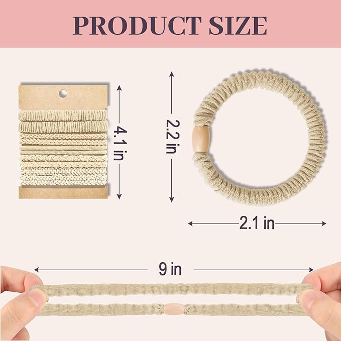 JIIRS 10PCS Boho Hair Ties,Elastic Bracelets,Elastic Ties, Hair Bands For Ponytails,Ponytail Holder for Thick or Thin Hair,Boho Hair Bracelets No-Damage For Daily Life, Sport, Working(Set1)