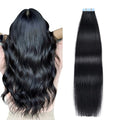 SUYYA Tape in Hair Extensions Human Hair Jet Black 30 Inch 60g/pack 20pcs Straight Seamless Skin Weft Tape in Real Human Hair Extensions (30 inch #1 Jet Black)