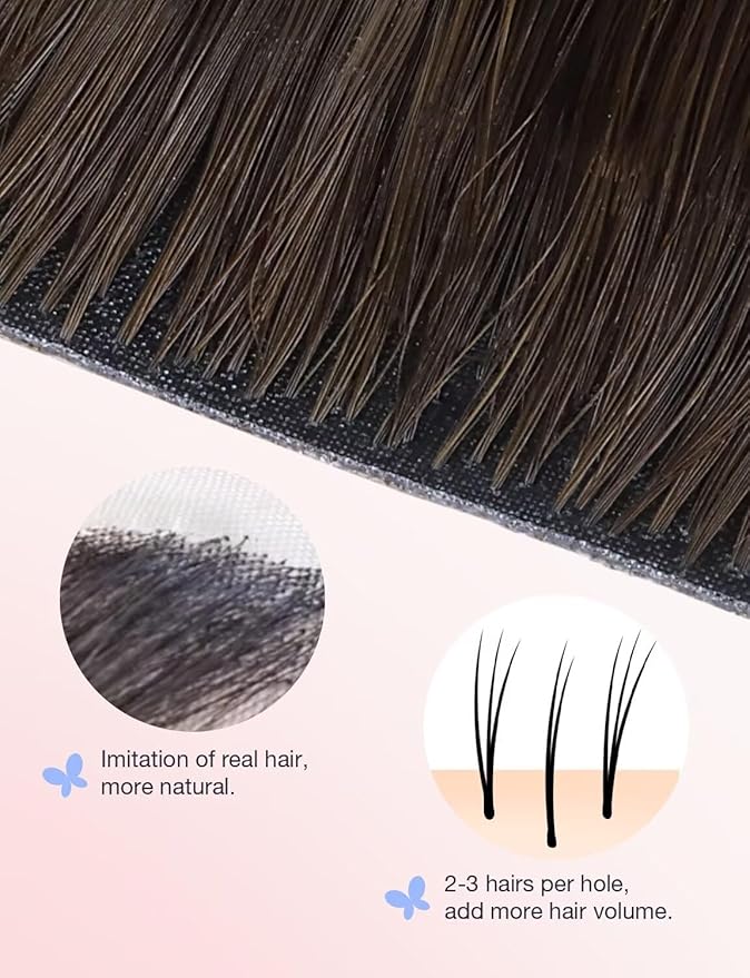 DOORES Injected Human Hair Extensions Tape in Invisi Edge, Dark Brown 10pcs Injection Tape-ins 25g 18 Inch, Invisible Injected Tape in Extensions Natural Virgin Hair Thick Ends