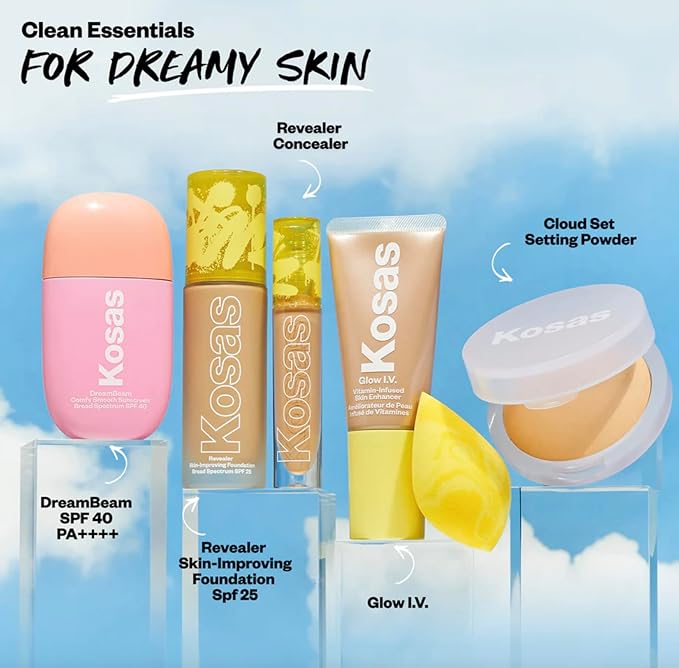 Kosas Mini Cloud Set Face Setting Powder - Smoothing Shine Control, Soft, Sheer Setting Translucent Makeup Finish, Portable & Long-Lasting (Pillowy)