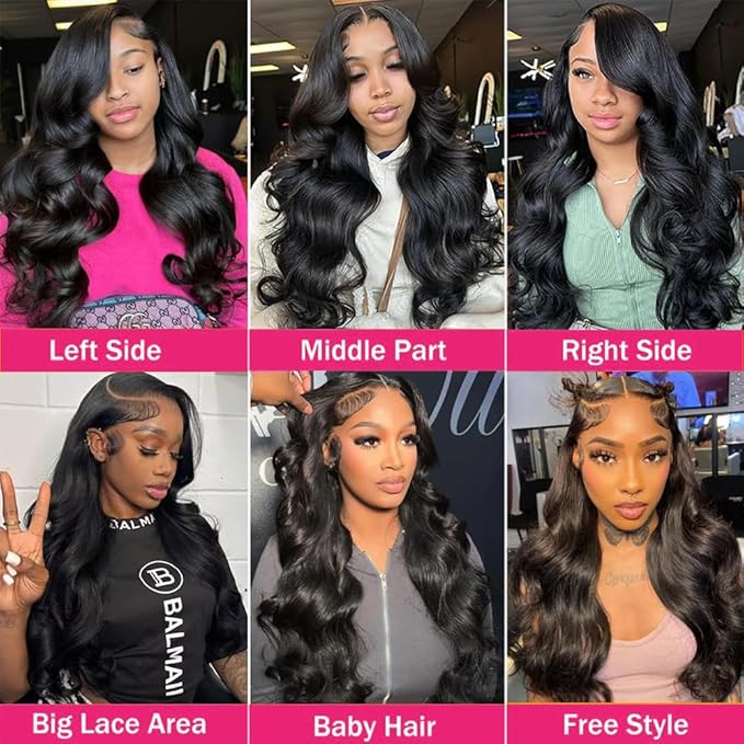 30 Inch 13x6 Body Wave Lace Front Wigs Human Hair Pre Plucked HD Transparent Lace Frontal Wigs Human Hair Glueless Human Wigs with Baby Hair for Women 200% Density