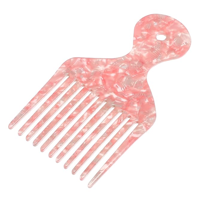 VOCOSTE Wide Tooth, Afro Hair Pick Comb, Hair Styling Tool for Men Women, Plastic, Pink, 4.8 Inch