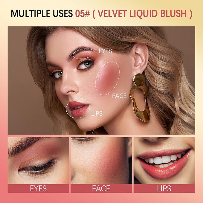 Liquid Blush, Soft Cream Liquid Blush for Cheeks, Light Weight,Long Lasting, Smudge Proof, Natural-Looking, Dewy Finish, For Natural-looking Flush & Everyday Wear(03#)