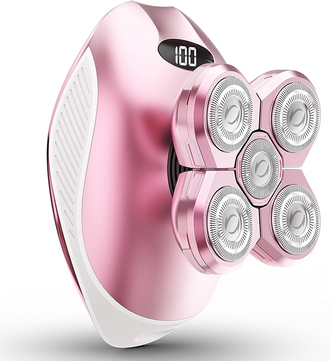 Electric Razors for Women, 5-in-1 Rechargeable Body Shaver - Waterproof Wet Dry Hair Remover - Trimmer for Lady Face Underarms Legs (Pink)