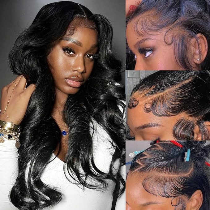 Body Wave Lace Front Wigs Human Hair 18 Inch HD Lace Frontal Wig 13x6 Pre Plucked with Baby Hair 200 Density Glueless Wig Brazilian Virgin Wigs for Women