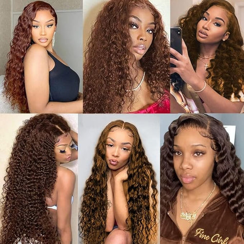 34 Inch Color 4 Bundles Human Hair Chocolate Brown Deep Wave Bundles Unprocessed Peruvian Virgin Remy Hair Extensions Double Weft Niegmeag Hair Weave