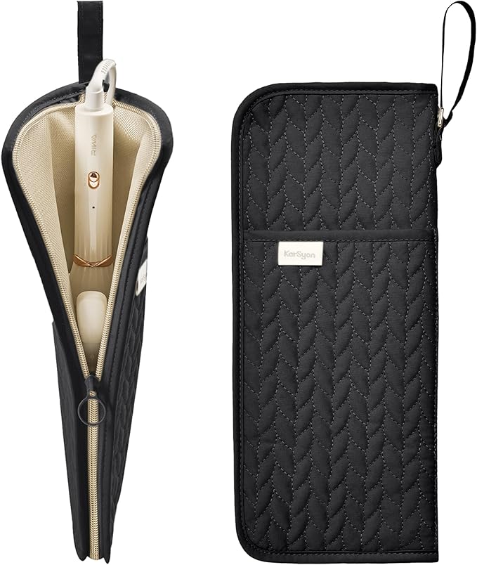 Hot Tools Organizer Heat Resistant Mat Case Hair Tools Holder Travel Bag Portable Hair Styling Tools Cover Pouch for Curling Iron,Flat Iron,Hair Straightener (Black)