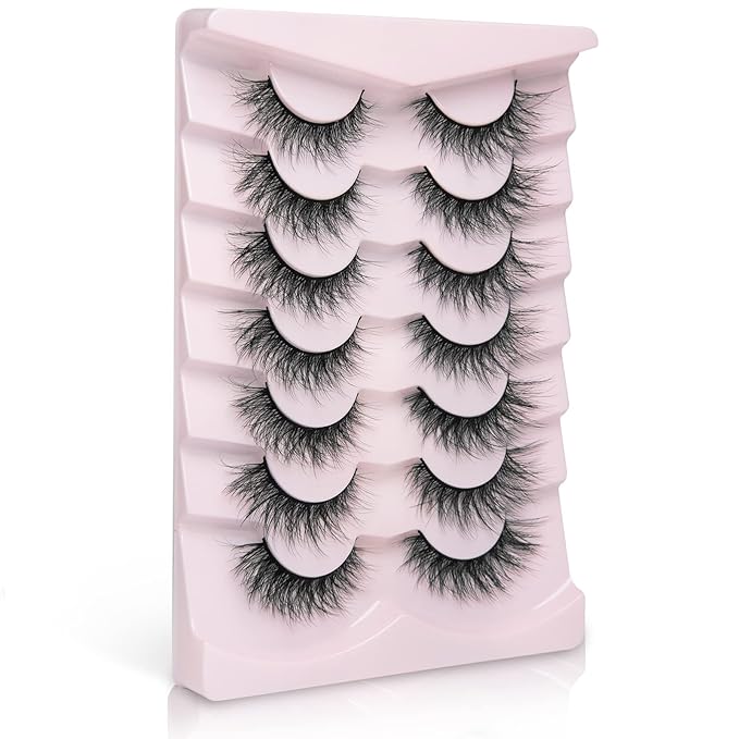 Fake Lashes Natural Wispy Lashes Airy Volume Faux Mink Lashes Fluffy Long False Eye Lashes Sets Pack 18MM Reusable Eyelashes A05