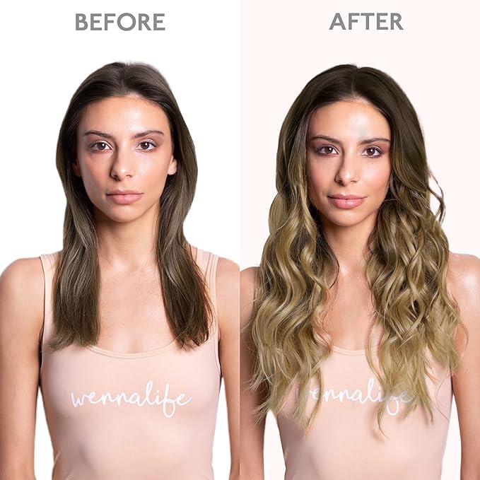 WENNALIFE Clip in Hair Extensions Real Human Hair, 14 Inch 120g 7pcs Ombre Walnut Brown to Ash Brown and Bleach Blonde Clip in Human Hair Remy Clip in Hair Extensions Real Human Hair Double Weft