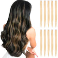 Blonde Hair Extensions Clip in for Kids Girls, 10 Pieces 22 Inch Long Straight Colored Streak Synthetic Accessories Hairpiece Clip ins, Play Party Highlights