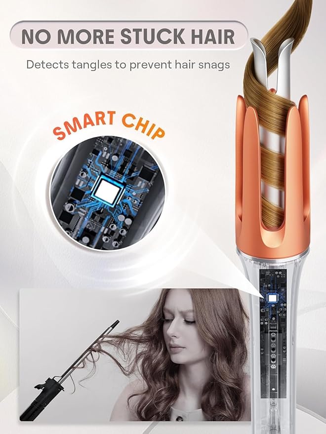 SHEGLAM Automatic Curling Iron 1 inch with 3 Temperatures Fast Heating, 2-Way Rotation, Automatic Shut-Off, Anti-Scald, Anti-Tangle Rotating for Hair Styling