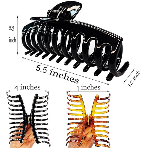 5.5“ Extra Large Hair Clips Long Thick Hair Women’s Jumbo Hair Claw Clips Huge Black Brown XL Giant Claws Strong Basic Gripper