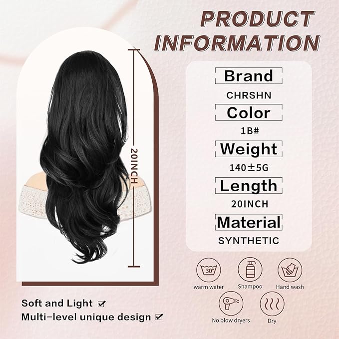 Ponytail Extension, Black Drawstring Ponytail Extension for Women Long Wavy Pony Tails Hair Extensions Synthetic Wavy Clip in Ponytail Hairpiece for Women, 20 Inch