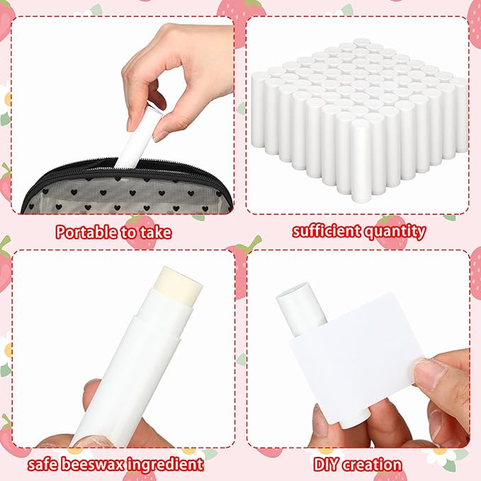 Demissle 150 Pcs Unlabeled Lip Balm Bulk Chapped Stick Blank Mini Lip Balm Gifts Moisturizing Lip Balms Favors for Women Homeless Wedding Bridal Shower Favors Baby Shower Guests Favors(Strawberry)