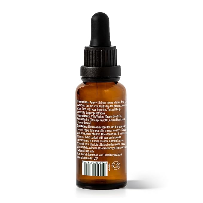 Plant Therapy Restorative Facial Oil with Rosehip & Arnica 1 oz Natural Ingredients, Restore & Protect Skin, Antioxidants and Fatty Acids, Deeply Nourish Skin