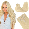 GOO GOO Clip in Hair Extensions Real Human Hair, Remy Human Hair Extensions Clip ins for Women, Natural Human Hair, 20inch 130g 7Pcs, #60A Platinum Blonde