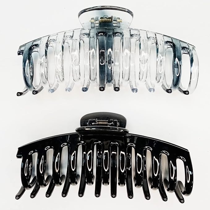 5.5 Inches Extra Large Hair Clips for Long Thick Hair Women’s Jumbo Hair Claw Clips 2 Counts in Set Hair Accessories (grey and black)