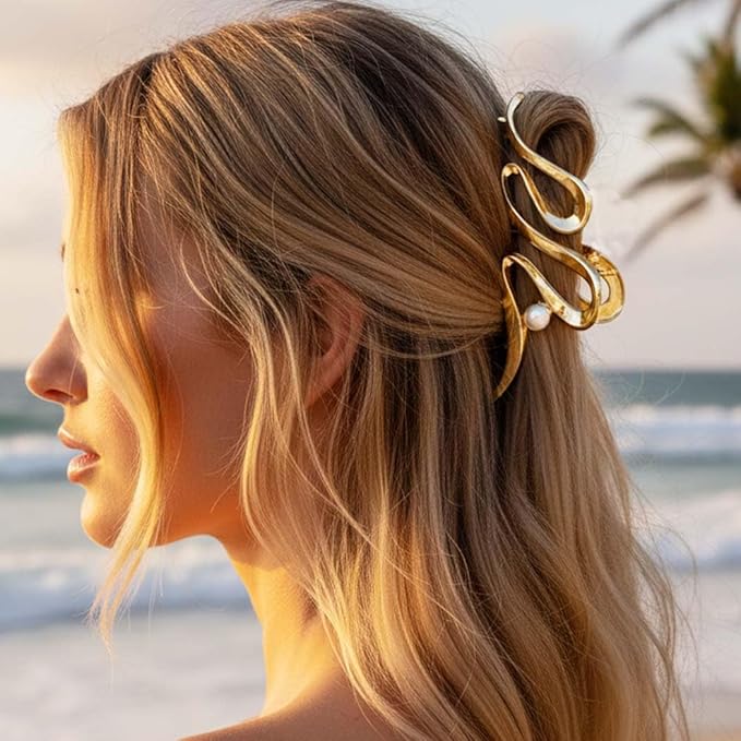 Fashey Hair Claw Clips Gold Metal Hair Clip Large Claw Clips for Thick Hair Accessories for Women