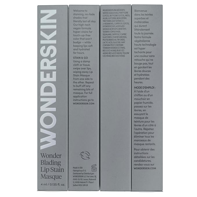 Wonderskin Wonder Blading All Day Lip Stain Peel Off Masque - Long Lasting, Waterproof and Transfer Proof Red Lip Tint, Matte Finish Peel Off Makeup (Playful Stain & Go Masque)