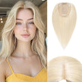 Rich Choices Hair Toppers for Women Real Human Hair 100% Human Remy Toppers NO Bangs for Women with Thinning on Top Clip in Hairpiece 4"x4.7"Lace Base 12 Inch #60 Platinum Blonde