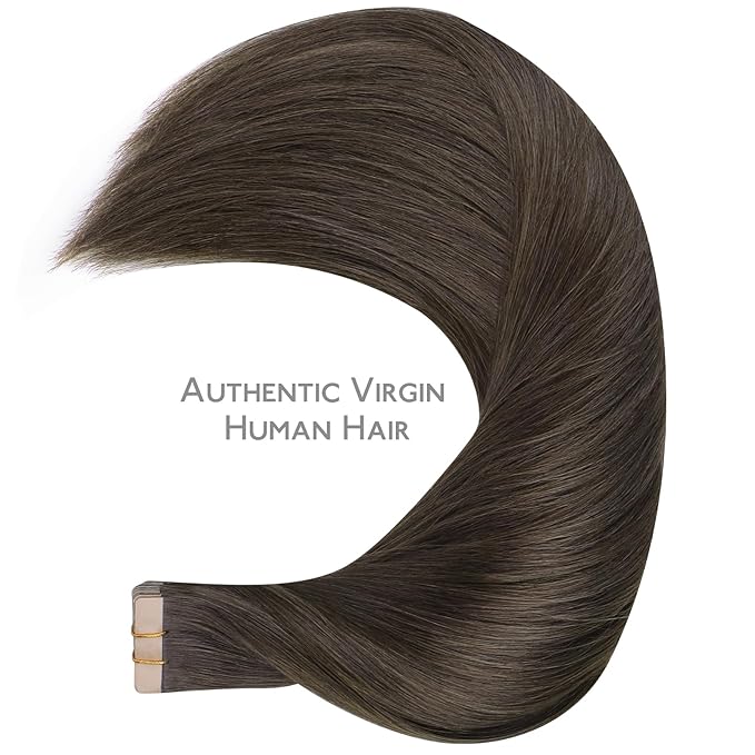 WENNALIFE Tape in Hair Extensions Human Hair, 20pcs 40g 12 inch Cool Dark Brown Remy Hair Extensions Straight Human Hair Tape in Extensions Skin Weft Tape Extensions