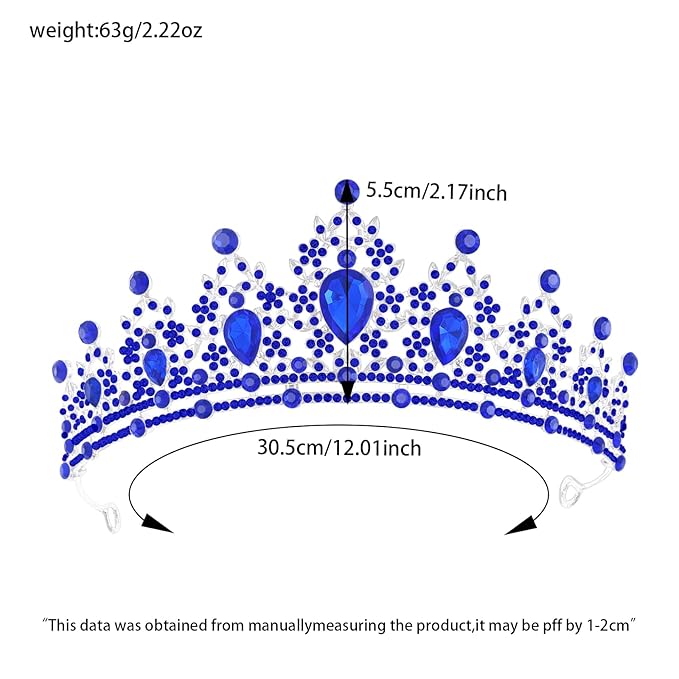 Princess Tiara and Crown for Women Wedding Tiaras for Bridal Tiaras and Crystal Crowns Rhinestone Headband Metal Hair Accessories for Costume Birthday Party Prom Gifts
