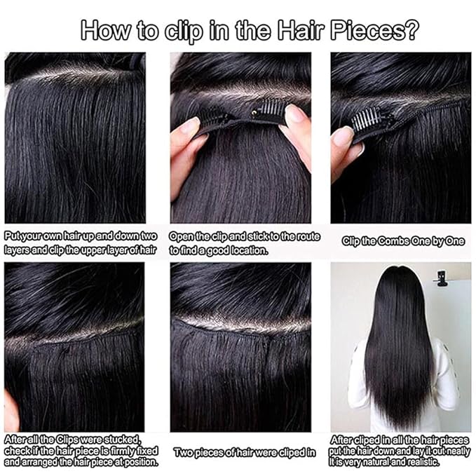 Clip in Hair Extensions Real Human Hair Clip ins Double Weft Kinky Straight Clip ins for Women 120g 8pcs Clip on Hair Extensions Human Hair (18 Inch)