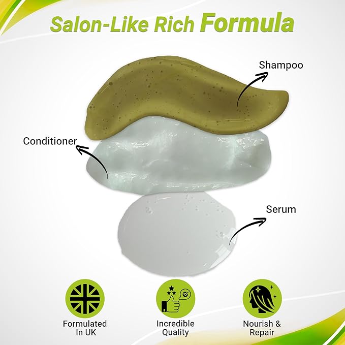 Hair Botox Set ( Shampoo, Conditioner, Leave-in Conditioner, Serum) Keratin Hair Treatment Made by UK Hair Professionals