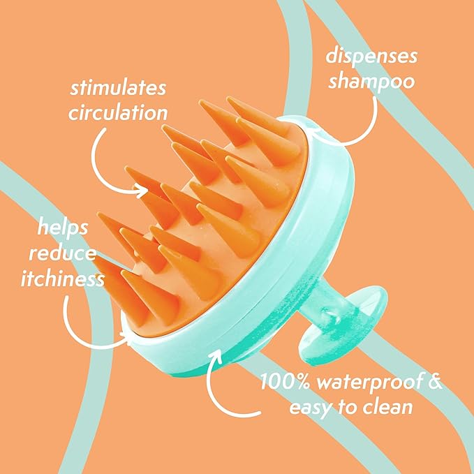 Nature Spell Shampoo Dispensing Scalp Massager, Soft Silicone Brush, Suitable for All Hair Types, Waterproof & Easy to Clean