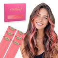 WENNALIFE Light Pink Clip in Hair Extensions Real Human Hair 35g 6pcs 24 Inch Colored Hair Extensions for Kids Women Colorful Hair Pieces Pop-up Style Straight Extensiones De Cabello Humano Con Clip