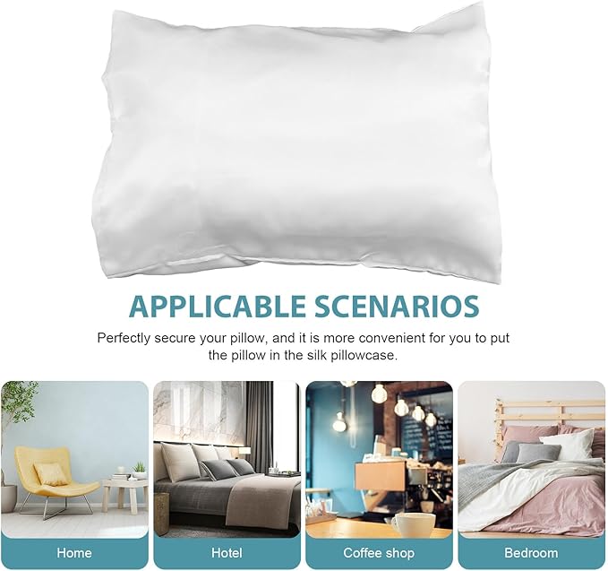 2pcs Satin Pillow Covers Envelope Closure Soft Smooth Pillowcase for Bed Bedroom Hair Protection Washable White