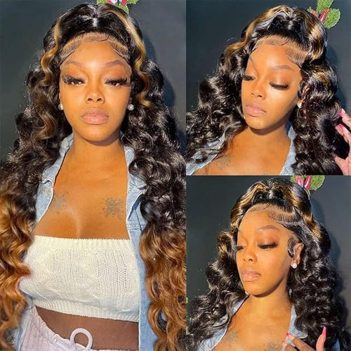 360 Lace Front Wigs Human Hair, Ombre, 30 Inch, Unprocessed Brazilian Virgin Hair, Medium Cap, Adjustable Straps, No Chemicals